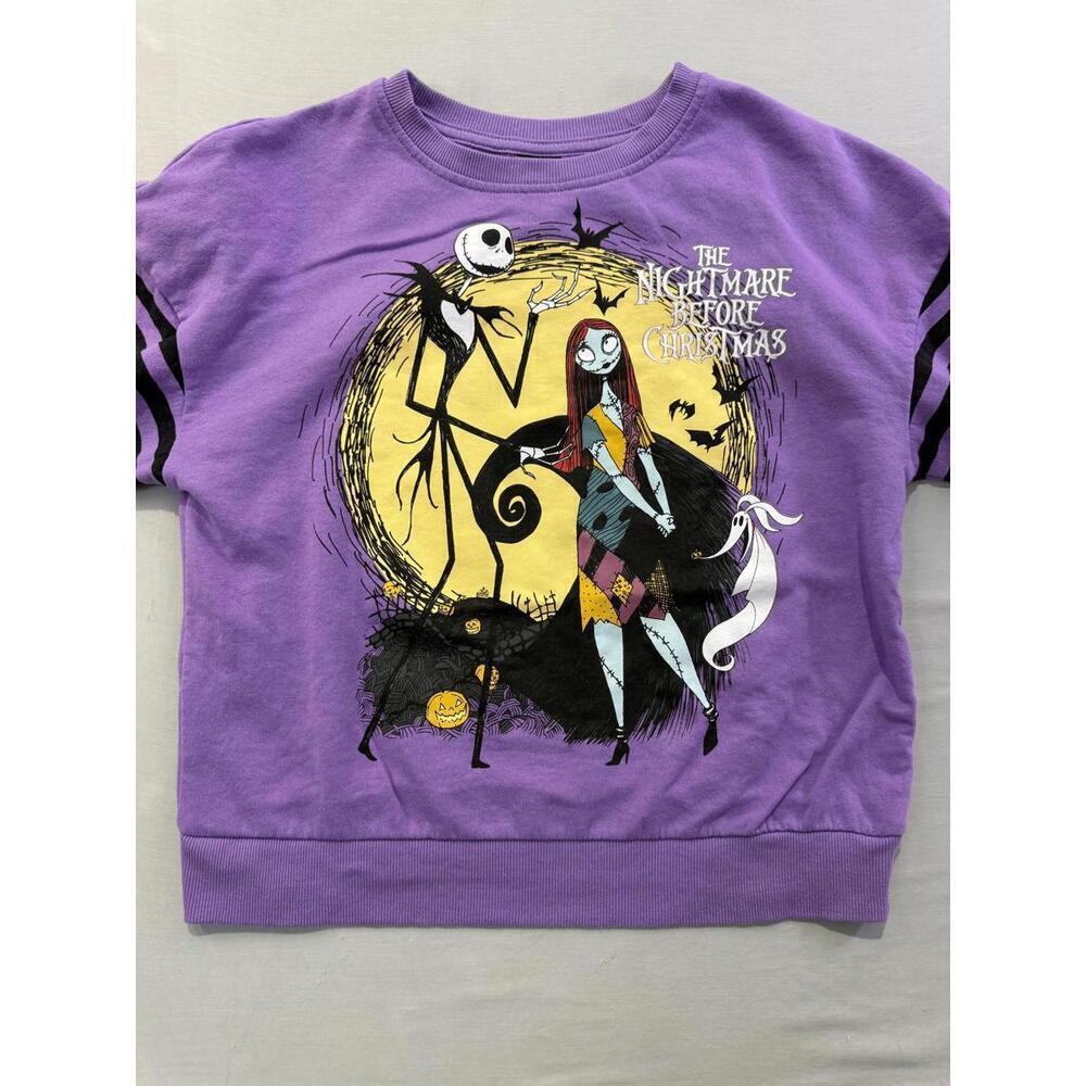 Nightmare Before Christmas Sweatshirt Kids 10-12 Purple Jack Sally Zero Disney - Picture 2 of 10